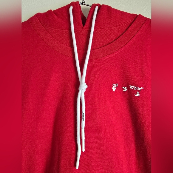 Red Off-White red Sweatshirt with Diagonal Sleeve Design size M - Picture 4 of 15